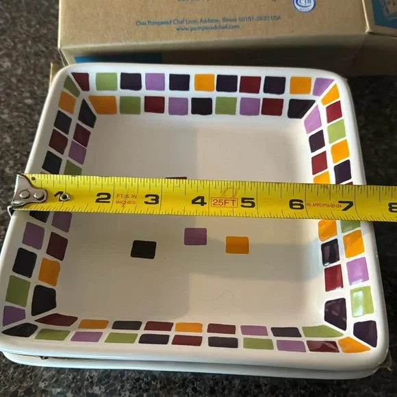 Pampered Chef Set of 2 Tiles Small Square Plates - Picture 6 of 7